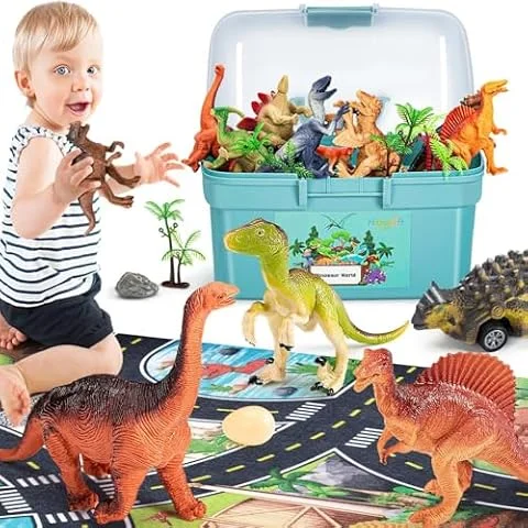 HahaGift 25 Pieces Dinosaur Toys for 3 4 5 6 Year Old Boys Gifts, Dino Games for Kids Age 3 4 5 6 7 Year Old Boy Toys, Dinosaur Figures Play Mat Set for Boys Toy Age 3-5 Gifts for 3-6 Year Old Girls